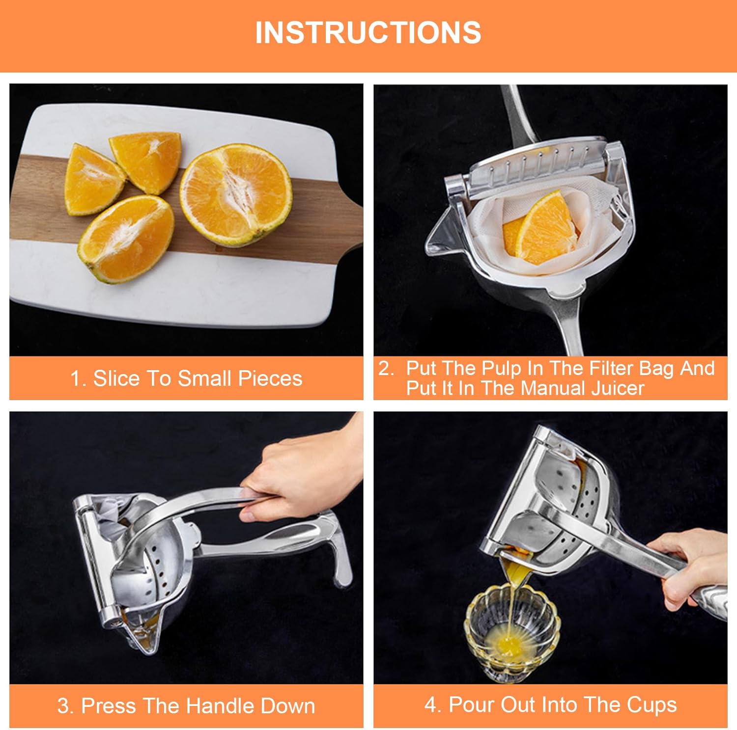 Large Lemon Squeezer. Aluminium Alloy Manual Fruit Citrus Juicer. Heavy Duty Hand Press Orange Juicer. Lemon. Pomegranate and Lime. Easy Squeeze Extractor Tool. Bonus 6 Pcs Filter Bags