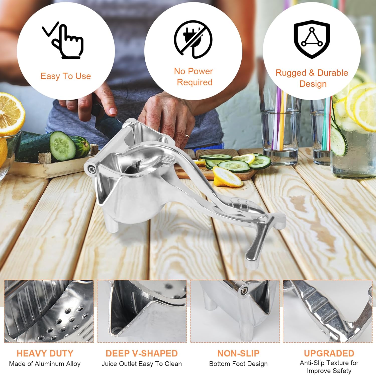 Large Lemon Squeezer. Aluminium Alloy Manual Fruit Citrus Juicer. Heavy Duty Hand Press Orange Juicer. Lemon. Pomegranate and Lime. Easy Squeeze Extractor Tool. Bonus 6 Pcs Filter Bags